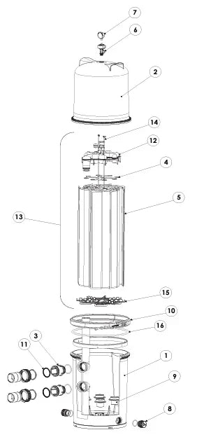 Pentair Fullfloxf Q120 High Efficiency Cartridge Style D E Filter