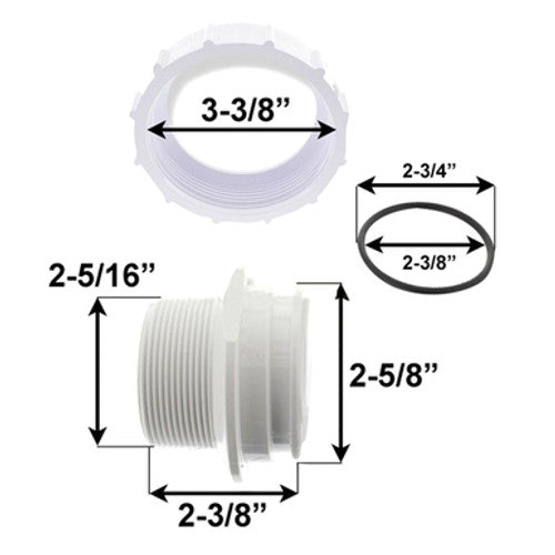 Pentair 271092Z 2" Valve Adapter Threaded Pair Kit – Triton Ii Sid.E. Mount Filter No Valve Tr140 2