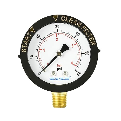Pentair 190058Z 1/4" 0-60 PSI Top Mount Pressure Gage with Indicator â€“ Fullfloxf F72 Fiberglass D E Filter