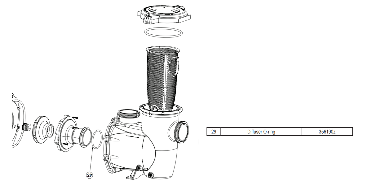 Intellipro 3Hp Pump Parts And Accessories - Pentair Diffuser O-Ring || 356190Z