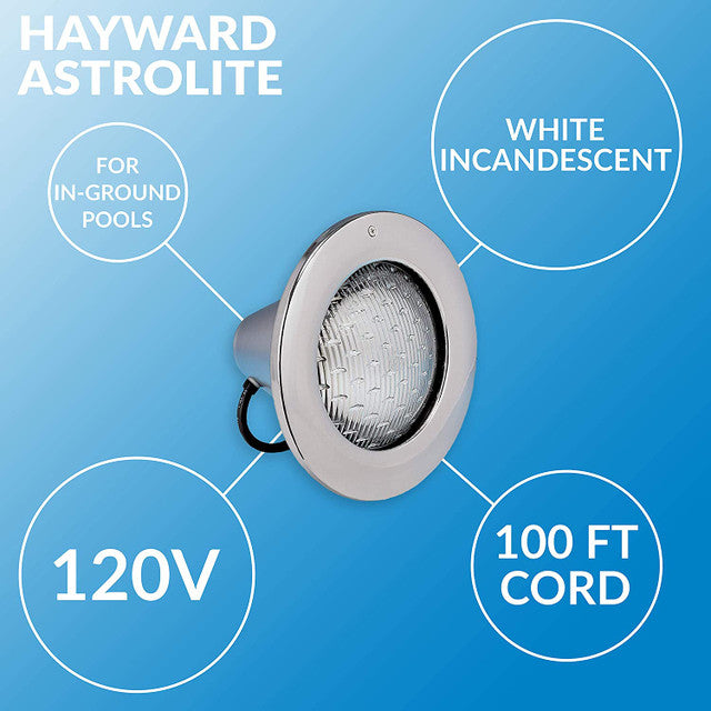 Hayward AstroLite Stainless Steel Pool Light 120V 500W 100' Cord | W3SP0583SL100